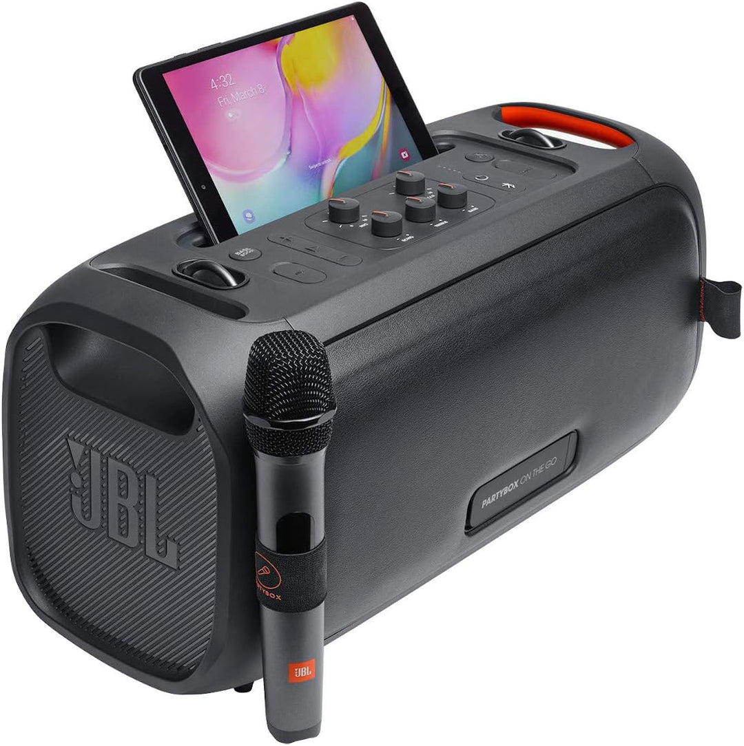 BL PartyBox On-The-Go Tragbarer Karaoke-Party-Lautsprecher mit kabellosem Mikrofon, 100 W Ausgangsle