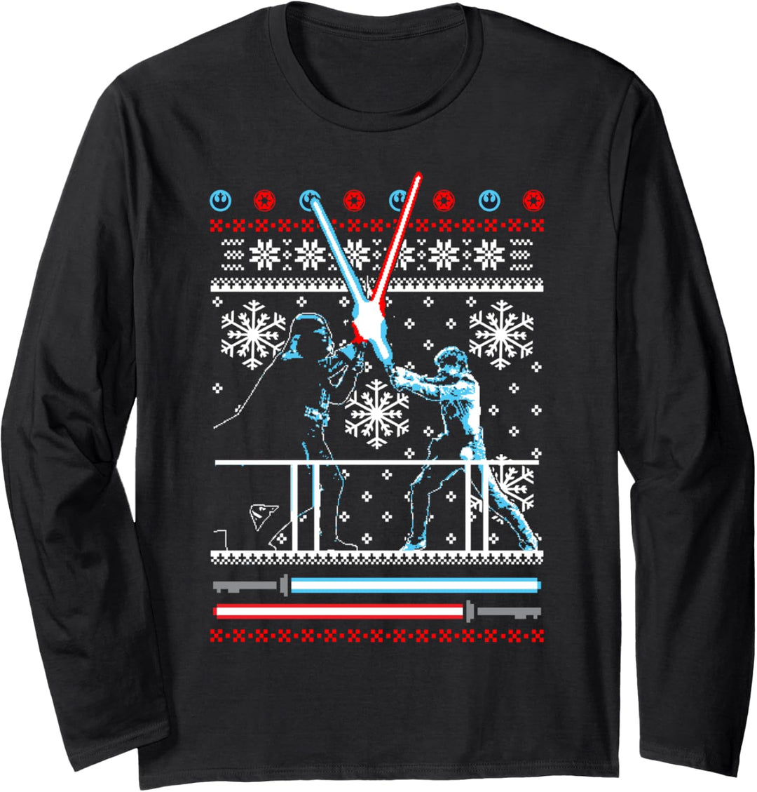Star Wars Luke & Vader Battle Holiday Pattern Langarmshirt
