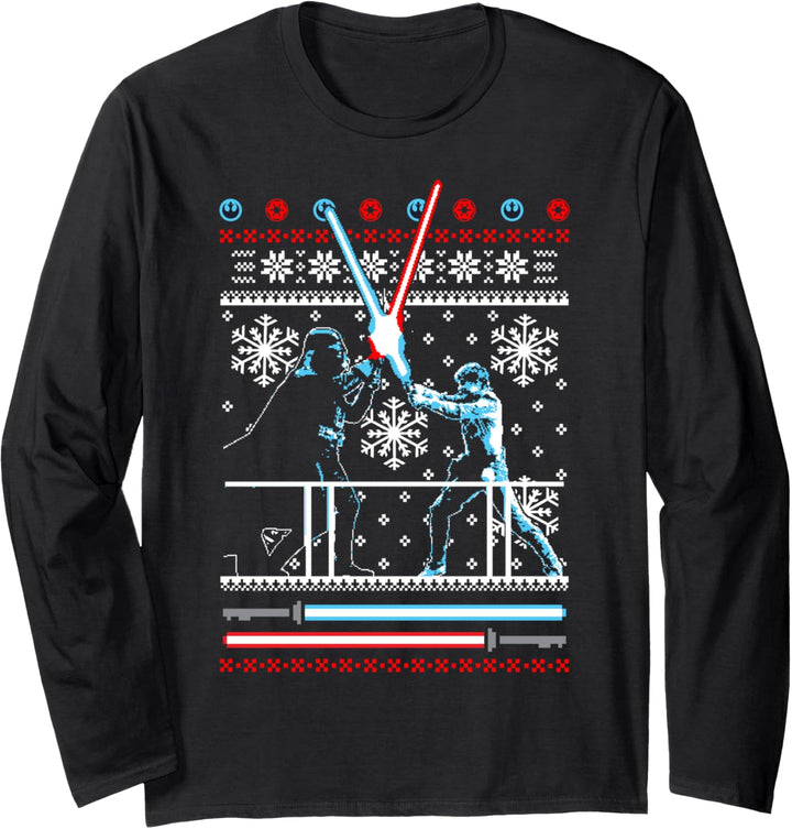 Star Wars Luke & Vader Battle Holiday Pattern Langarmshirt