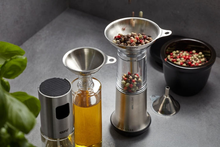 GEFU VERSARE Mini 3-teilig Trichter-Set, Edelstahl, Silber