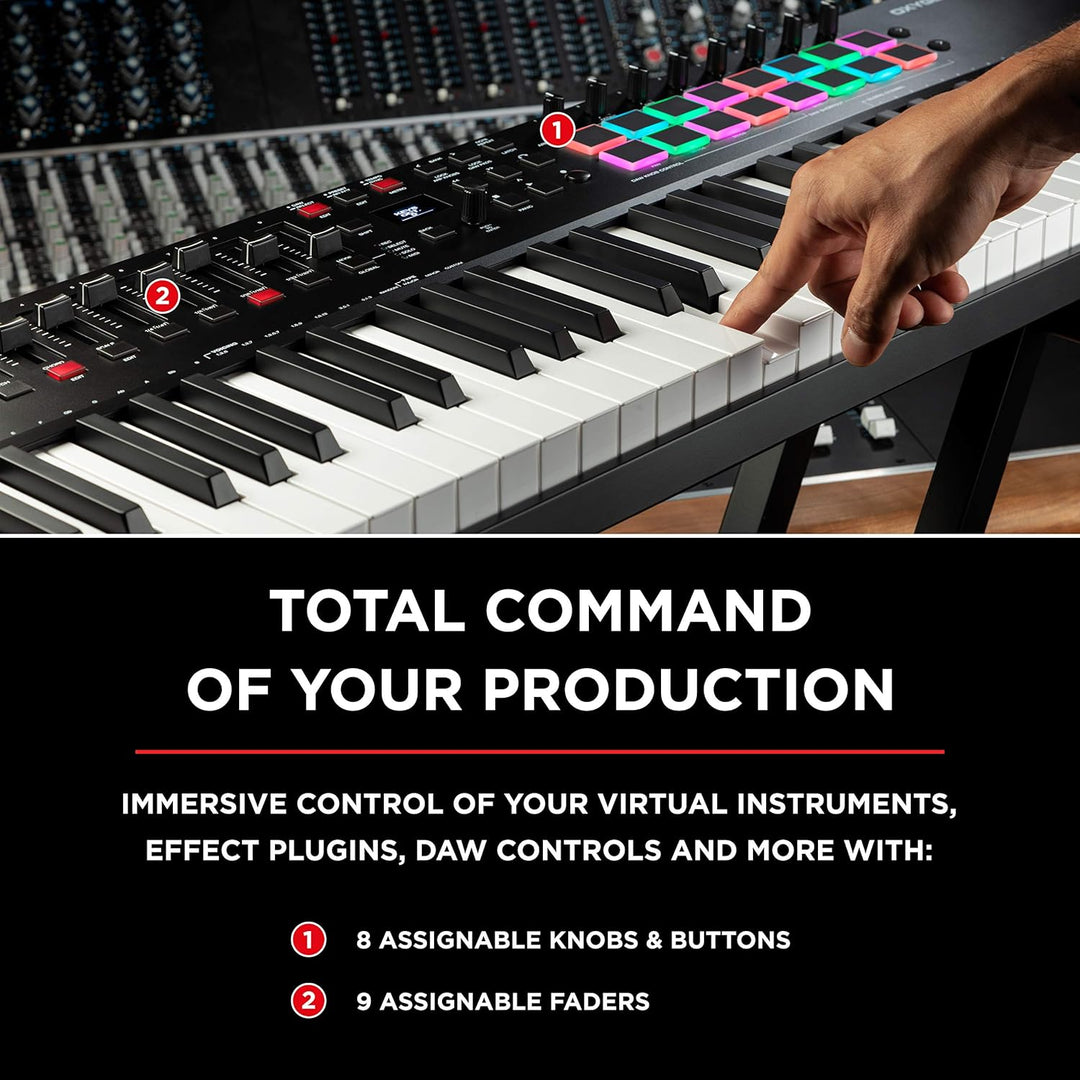 M-Audio Oxygen Pro 61 – 61-Tasten USB MIDI Keyboard Controller mit Beat Pads & Fadern und enthaltene