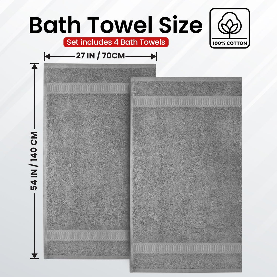 Infinitee Xclusives Premium Bath Towels, Set of 4 |70x140 cm| 100% ringgesponnene Baumwolle, ultrawe