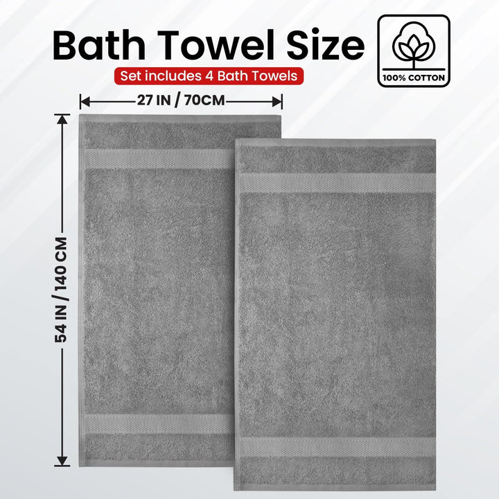 Infinitee Xclusives Premium Bath Towels, Set of 4 |70x140 cm| 100% ringgesponnene Baumwolle, ultrawe