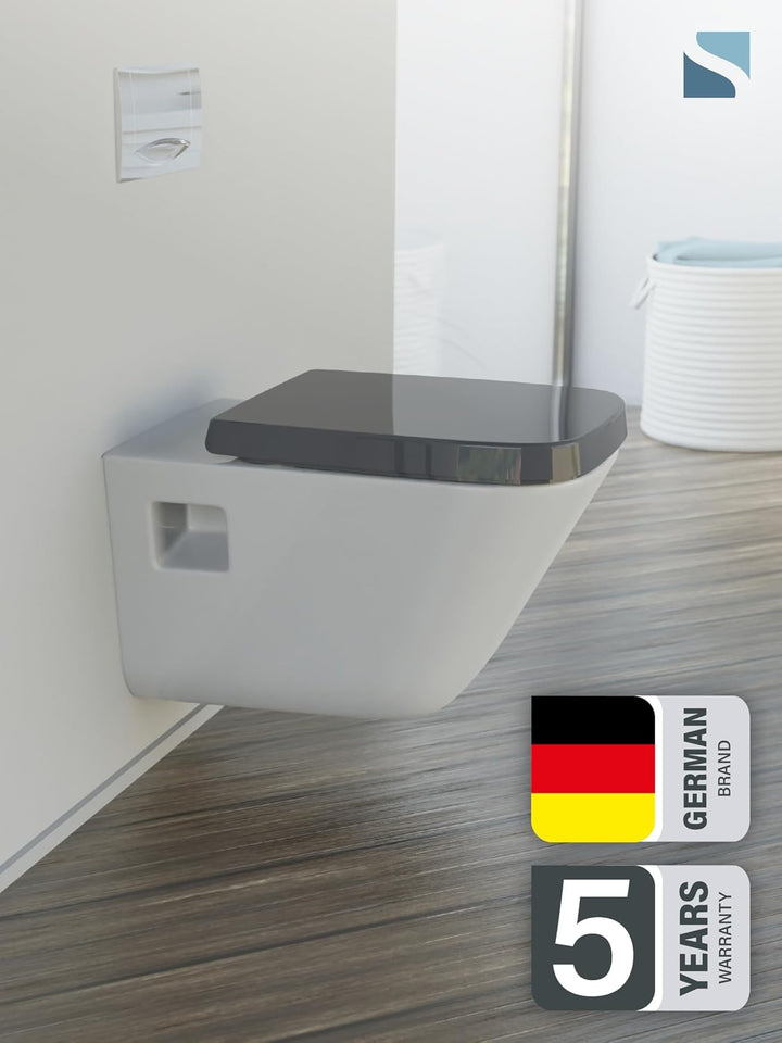 SCHÜTTE WC-Sitz Eckig (E-Form) | Passgenau für Keramag Renova Nr. 1 Plan | 5 Jahre Garantie & 250 kg