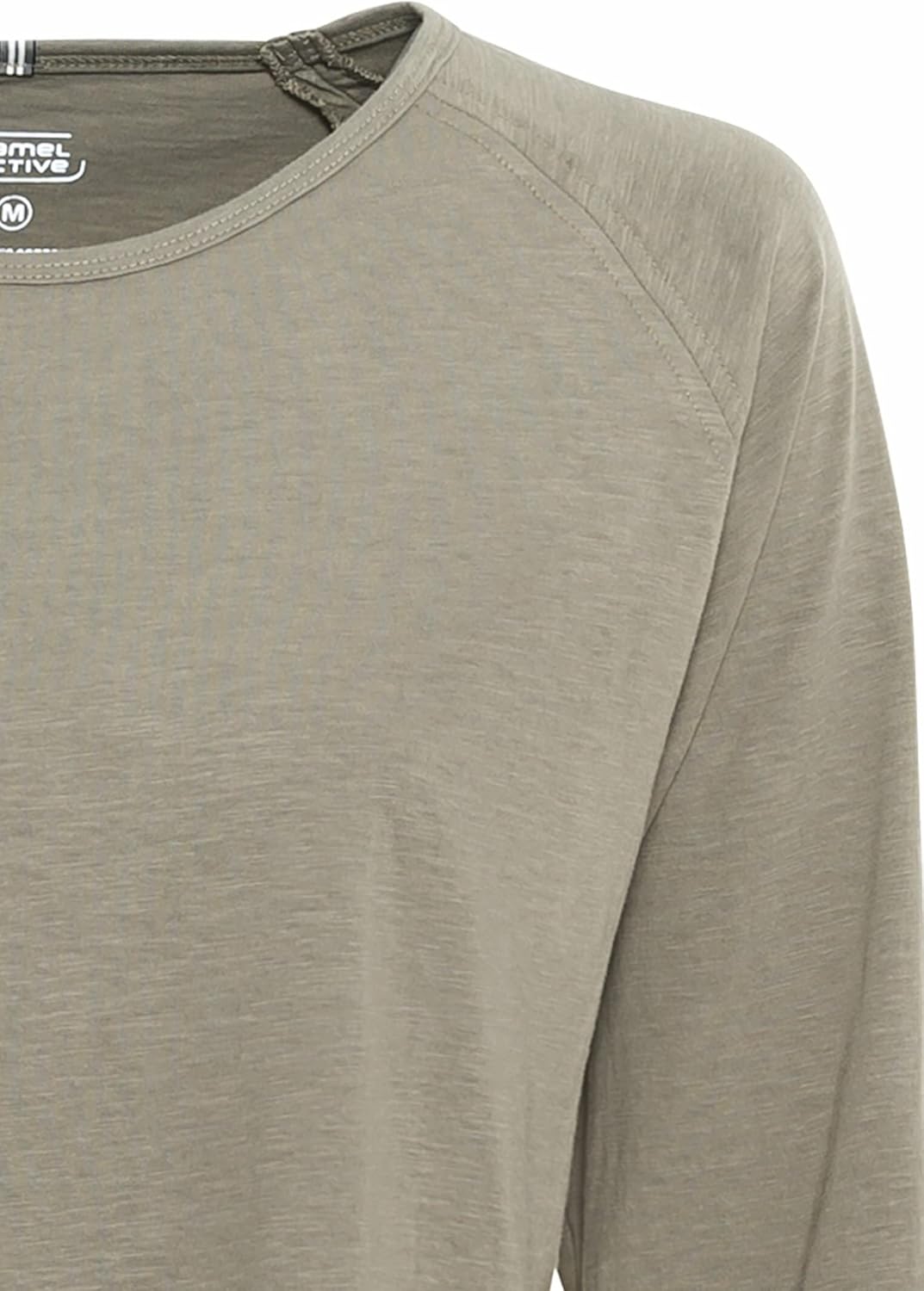 camel active Damen Basic Langarm T-Shirt mit Rundhalsausschnitt aus Reiner Baumwolle, XS Khaki