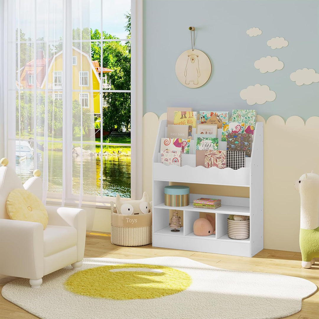 WOLTU Bücherregal Kinder, Kinderregal, weisses Regal Kinderzimmer, mit 6 Fächern, Spielzeugregal, Mo