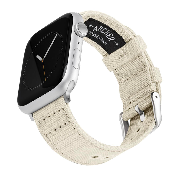 Archer Watch Straps - Canvas-Uhrenarmbänder für Apple Watch 40/41/42mm Alabaster, Silber, 40/41/42mm