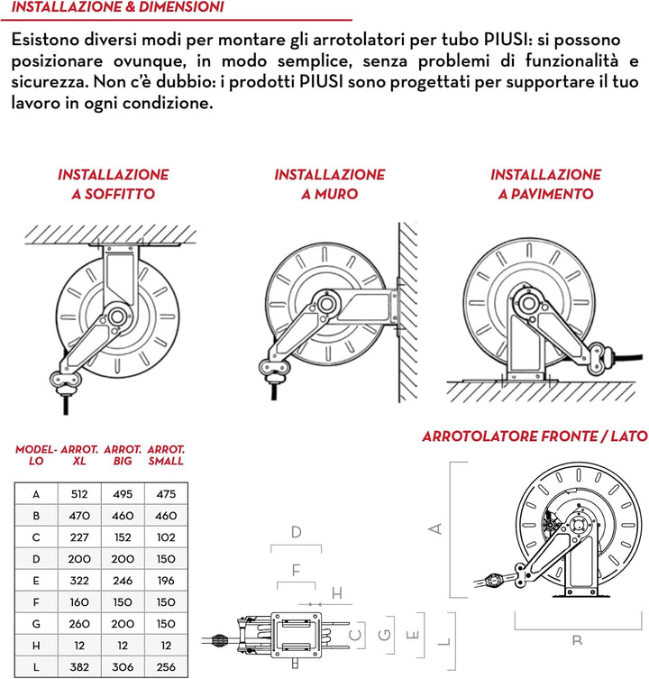 Piusi Automatische Dieselschlauchtrommel mit robuster Struktur, 1"-Schlauch, 10 Meter Länge, Maximal