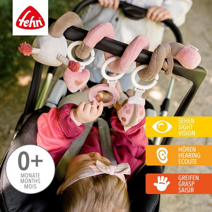 Fehn Musik Mobile Bruno - Baby Einschlafhilfe Musikspielzeug mit süssen Tieren & Activity Spirale Bi