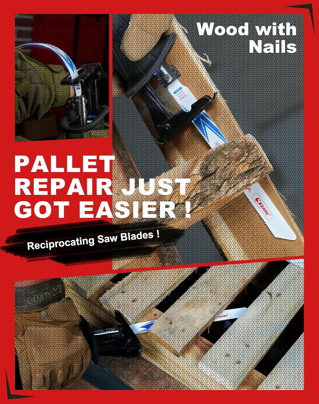 EZARC Säbelsägeblätter Holz für Holz-Paletten Bi-Metall mit Cobalt Säbelsägeblätter Set für Holz mit