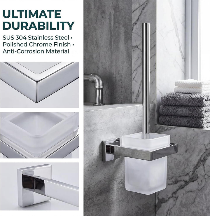 Kelelife WC-Bürste und Halter Wand Bürstenhalter, Chrom, WC-Garnitur Toilettenbürstengarnitur aus 30