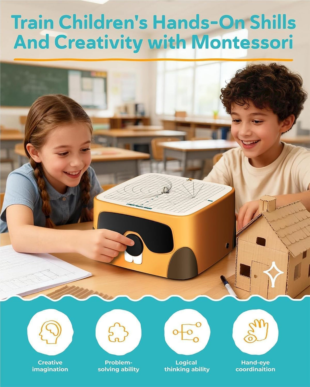 BEAVERBOT Kartonschneider Kinder, Sicheres DIY-Set mit Kartonschneider für Kinder ab 3 Jahren, Karto