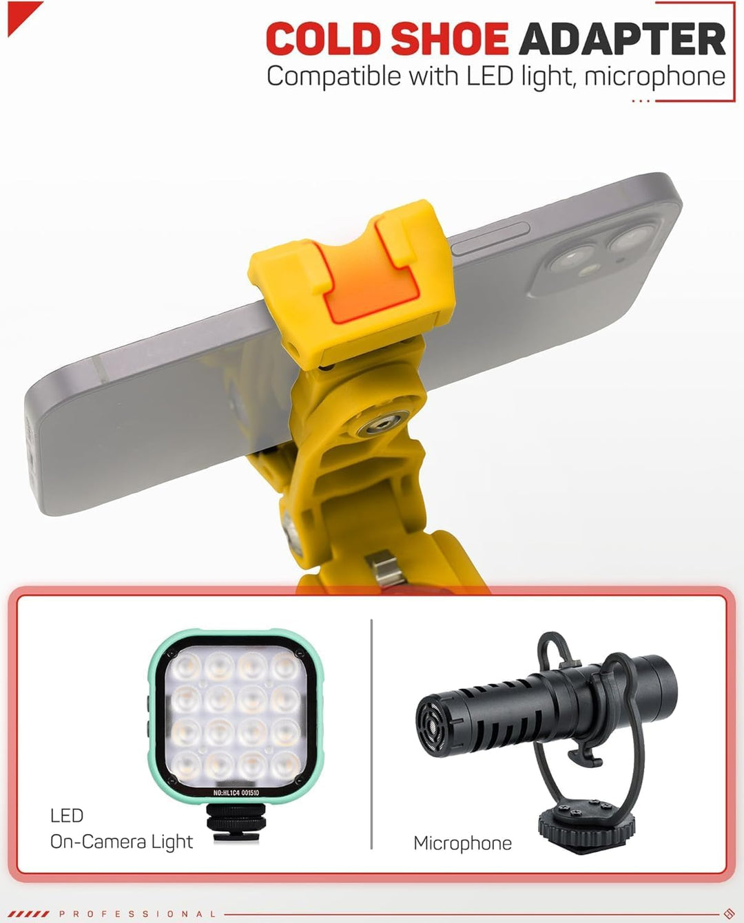 IFOOTAGE Handy Phone Mount Adapter,Faltbare Handyhalterung Stativ mit Kaltschuh, 38 mm Arca-Swiss-Pl