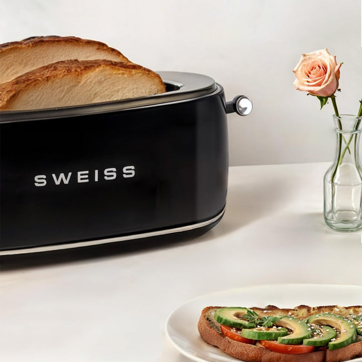 SWEISS Vintage Toaster GRV9, 2 Schlitze, 6 Bräunungsstufen, Spezialbreite für Baguettes, Auftaufunkt
