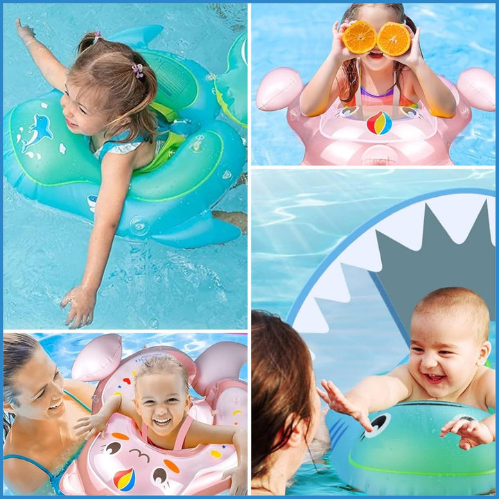 Baby Schwimmring mit UPF50+Sonnendach für ab 3-24 Monate,Aufblasbare Schwimmtrainer Schwimmhilfe Bab