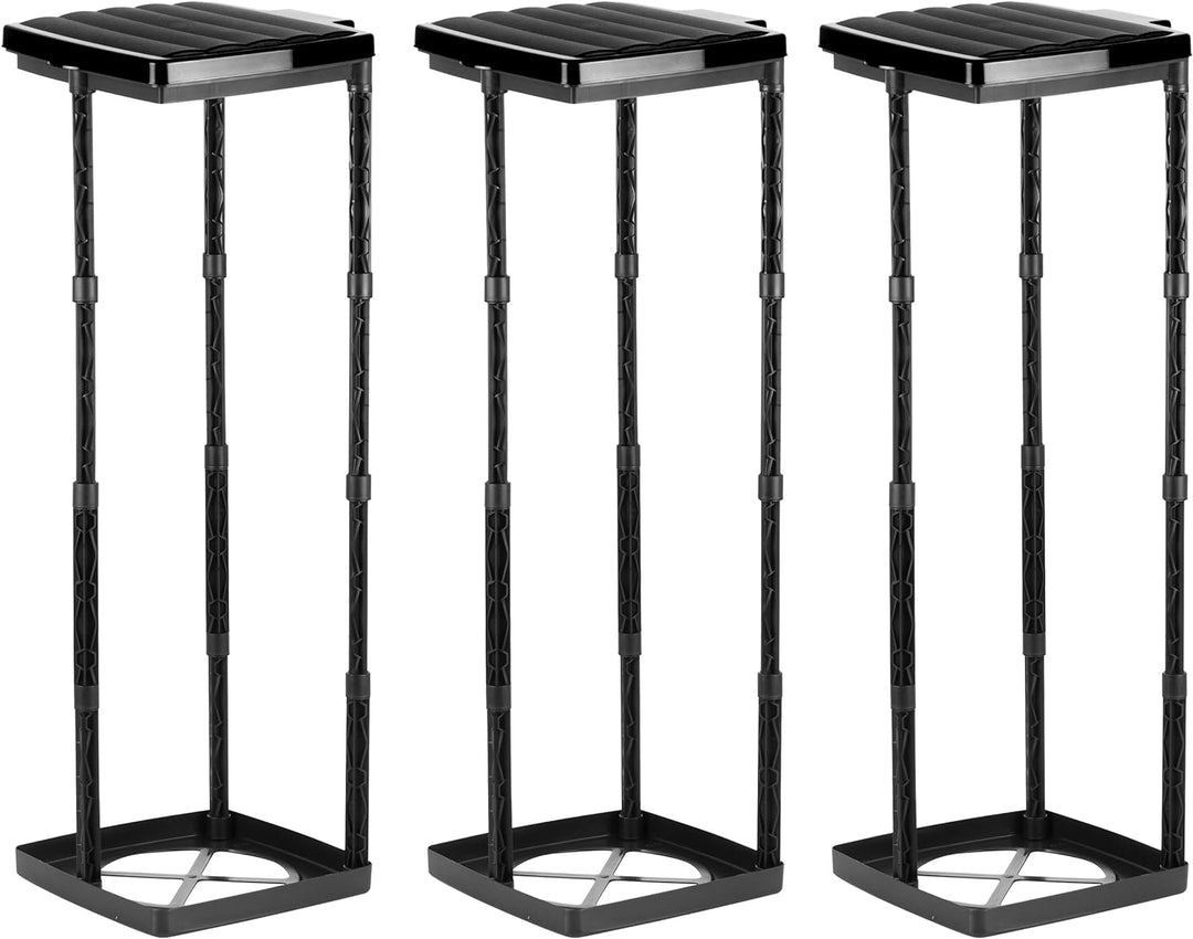 Grizzly Müllsackständer, Mülltütenhalter bis 120L, 3er Set, Schwarze Deckel, höhenverstellbar, geruc