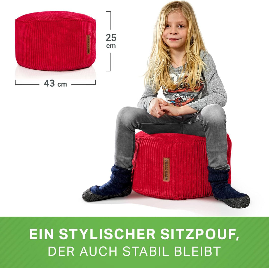 Green Bean® Indoor Sitzhocker Pouf 45x25cm EPS-Perlen Füllung & Cordstoff Kuschelig Weich Waschbar -