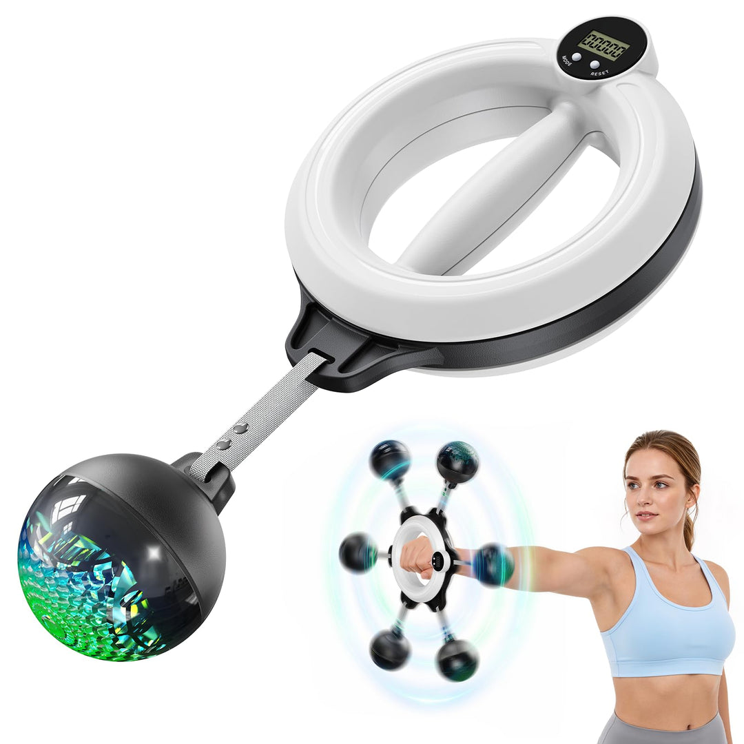 MERACH Unterarmtrainer mit Zähler & RGB-Lichtern, 360° Rotierender Armtrainer für Zuhause Büro, Geei