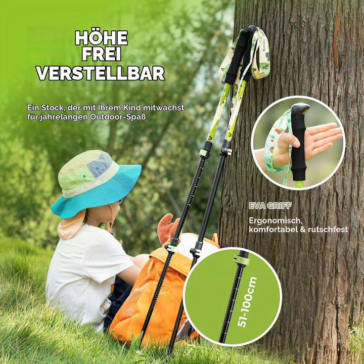 Wanderstöcke Kinder, 51–100 cm verstellbar Trekkingstöcke, 6061 Aluminium Ultraleichte Walking Stöck