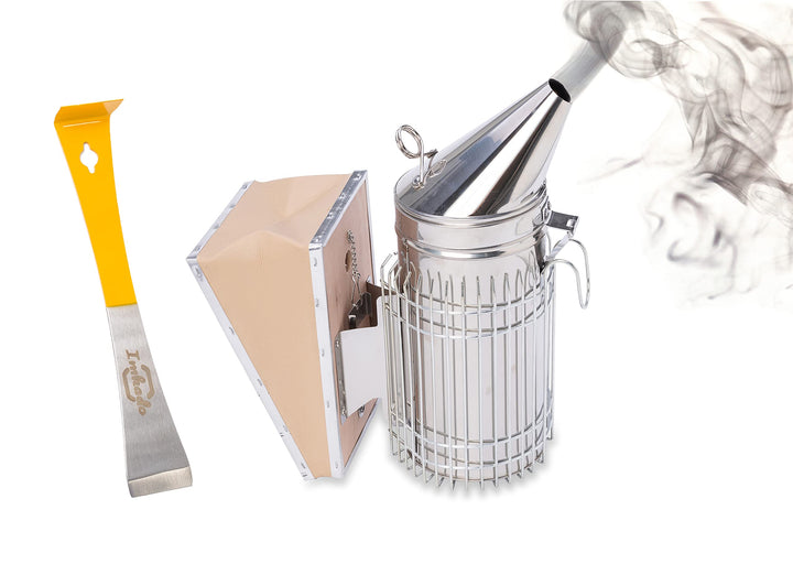 Imkado Imker Set S - Edelstahl Smoker und Stockmeissel *Königin* - Imkereibedarf