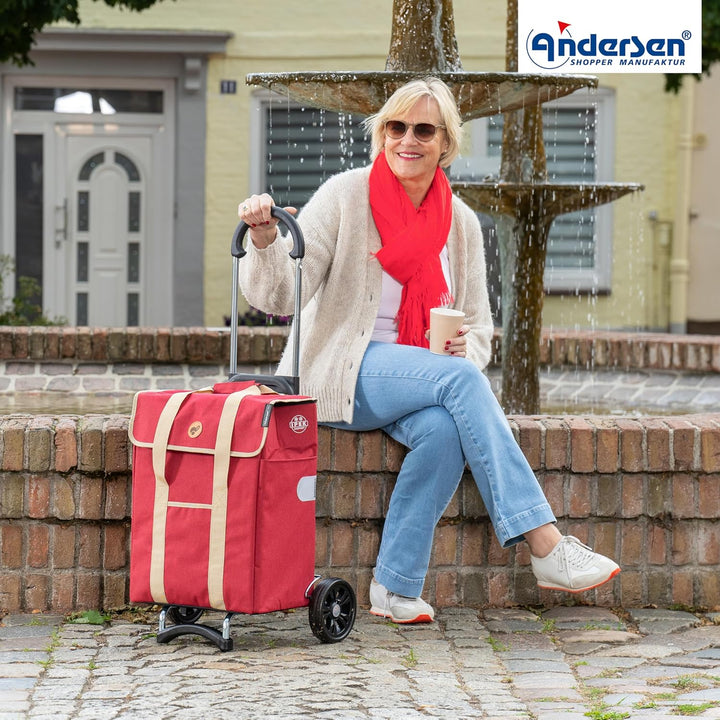 ANDERSEN Einkaufstrolley - Scala Shopper Ipek Mi rot | mit Flüsterrädern, klappbar, aus Stahl, bis 4