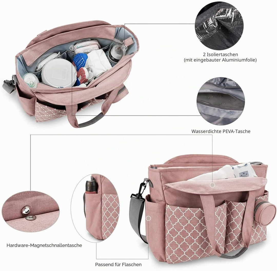 MEYTEILAY Wickeltasche Tote Baby Wickeltasche Grosse Babytaschen für Mama mit Wickelstation Multifun