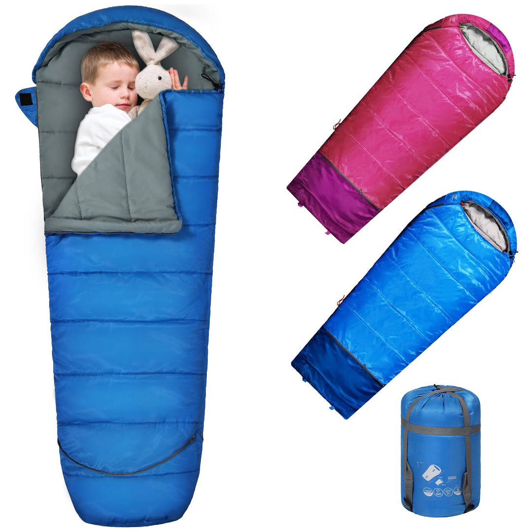 REDCAMP Kinderschlafsack für Jungen und Mädchen 175 x65 cm, Mumienschlafsack Bequem Leicht-Warm mit