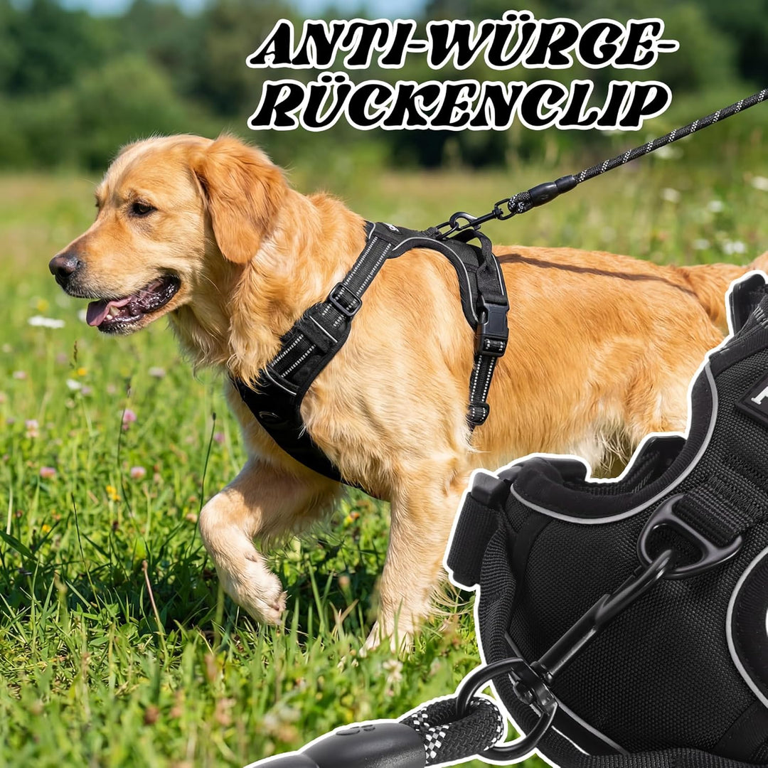Funfox Hundegeschirr Grosse Hunde, Anti Zug Brustgeschirr Verstellbares Geschirr Hund, Antiziehgesch