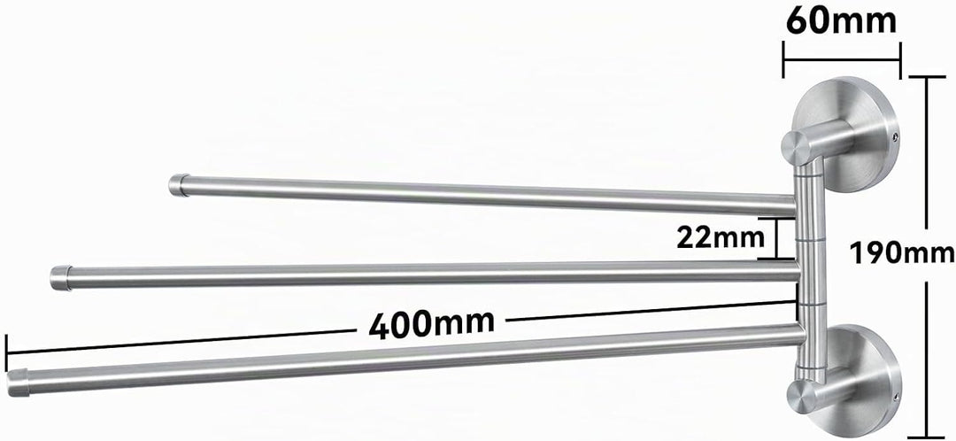 Auralum Handtuchhalter ohne Bohren/mit Bohren,180° Klappbar Handtuchstange Edelstahl Kann 5 KG Trage