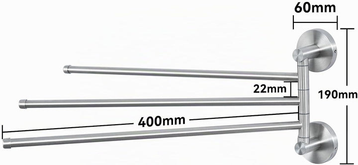 Auralum Handtuchhalter ohne Bohren/mit Bohren,180° Klappbar Handtuchstange Edelstahl Kann 5 KG Trage