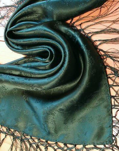 Seidentuch Dirndl-Trachtentuch Tuch grün 75 x 75cm Dirndltuch Seide Fransentuch für Tracht Trachtens