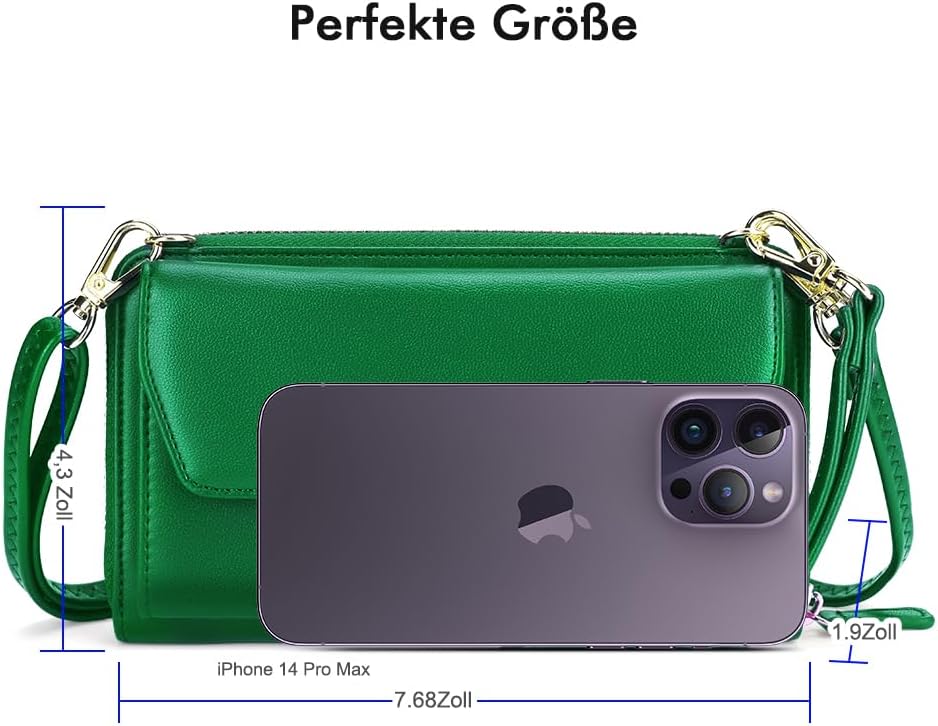 nuoku Geldbörse Damen mit RFID, Kleine Portemonnaie Damen mit Kreditkarten Etuis, Handytasche zum Um