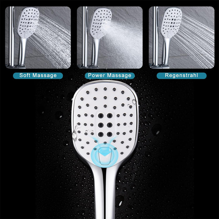 Görbach Duschset Rail Shower kit Handbrause Duschstange mit Duschkopfhalter Duschablage/Seifenschale