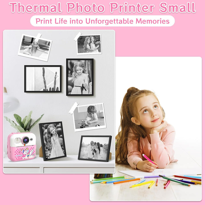 Kinderkamera Sofortbildkamera 1080P 2,4 Zoll Bildschirm Sofortbildkamera Kinder mit Druckpapier & 32