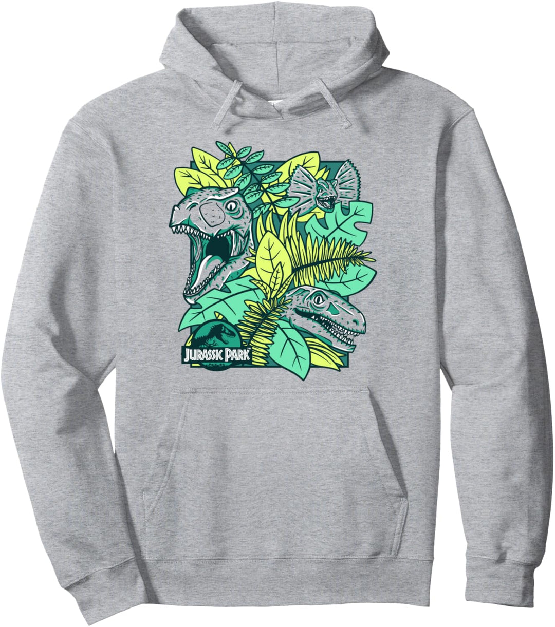 Jurassic Park Tropical Dino Heads Pullover Hoodie