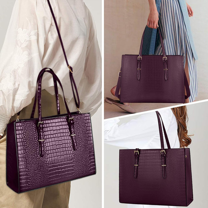 Lubardy Handtasche Damen Shopper Damen Gross Laptop Tasche 15.6 Zoll Elegant PU Leder Umhängetasche