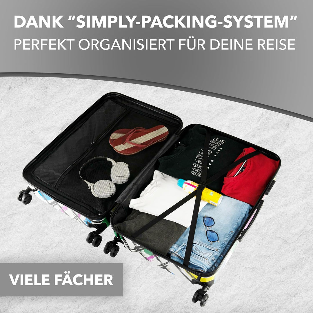 Xonic Design Reisekoffer - Hartschalen-Koffer mit 360° Leichtlauf-Rollen - hochwertiger Trolley mit
