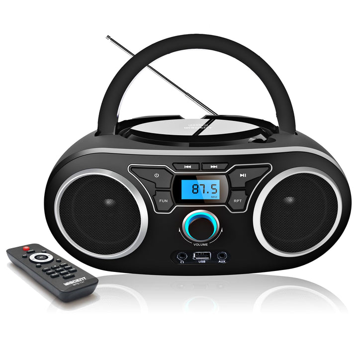 CD-Radio Tragbare CD-Player-Boombox mit Bluetooth- und FM-Radio, USB-Eingang und 3,5-mm-AUX-Kopfhöre