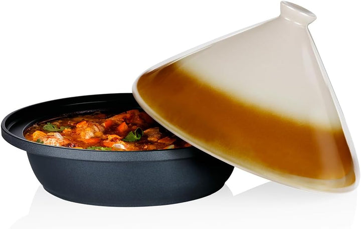 alpina Tajine Topf 2,5L - Geeignet für Induktion - Kochtopf mit Keramikdeckel Ø30cm - Robuster Dampf