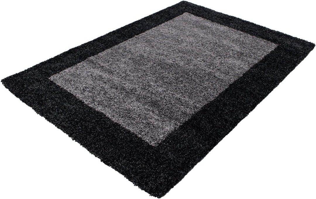 HomebyHome Shaggy Teppich Läufer Flur 60 x 110 cm - Shaggy Teppich Hochflor Anthrazit Extra Weich un
