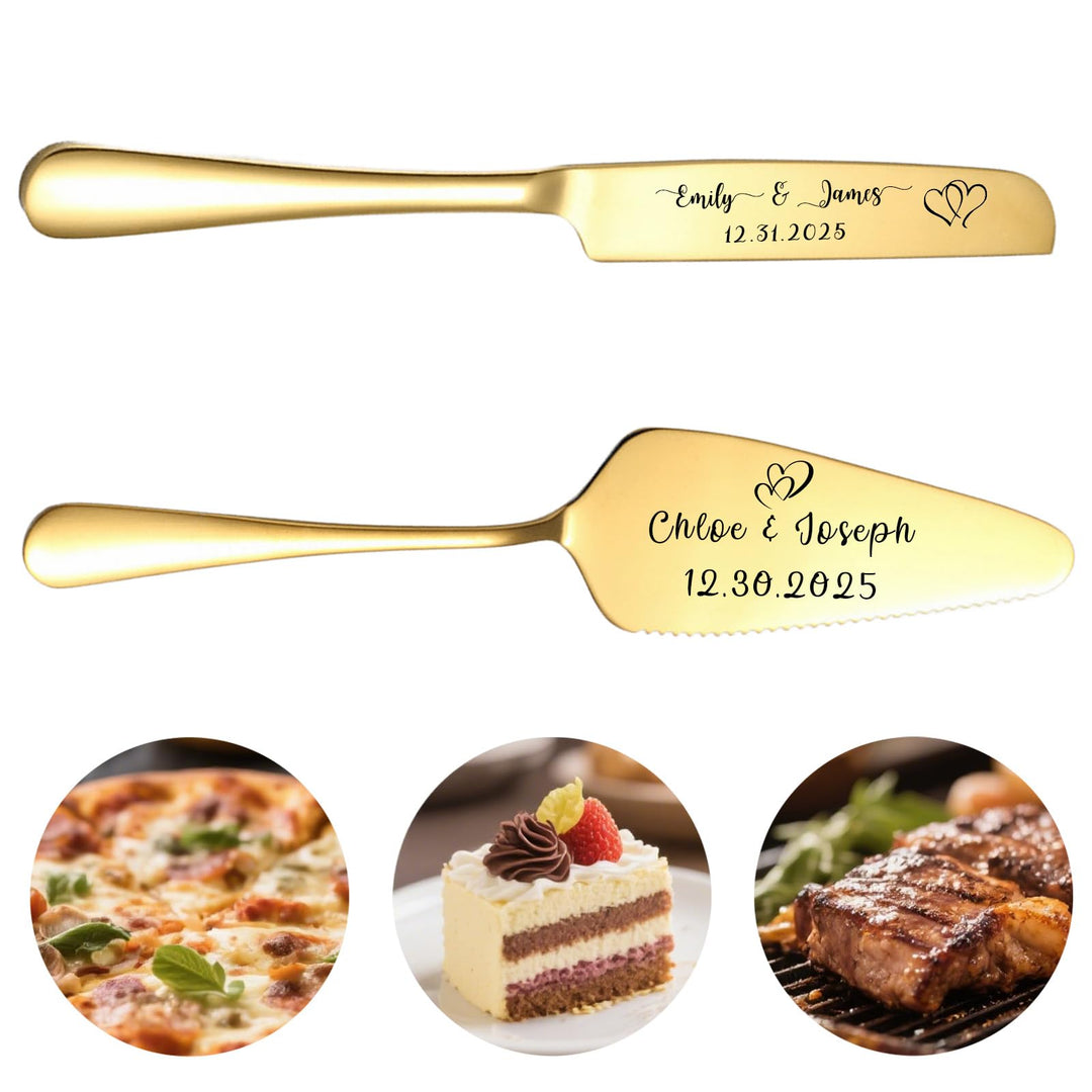 Personalisiertes Tortenmesser & Servierset mit individuellem Namen und Text - Tortenservierset & Hoc