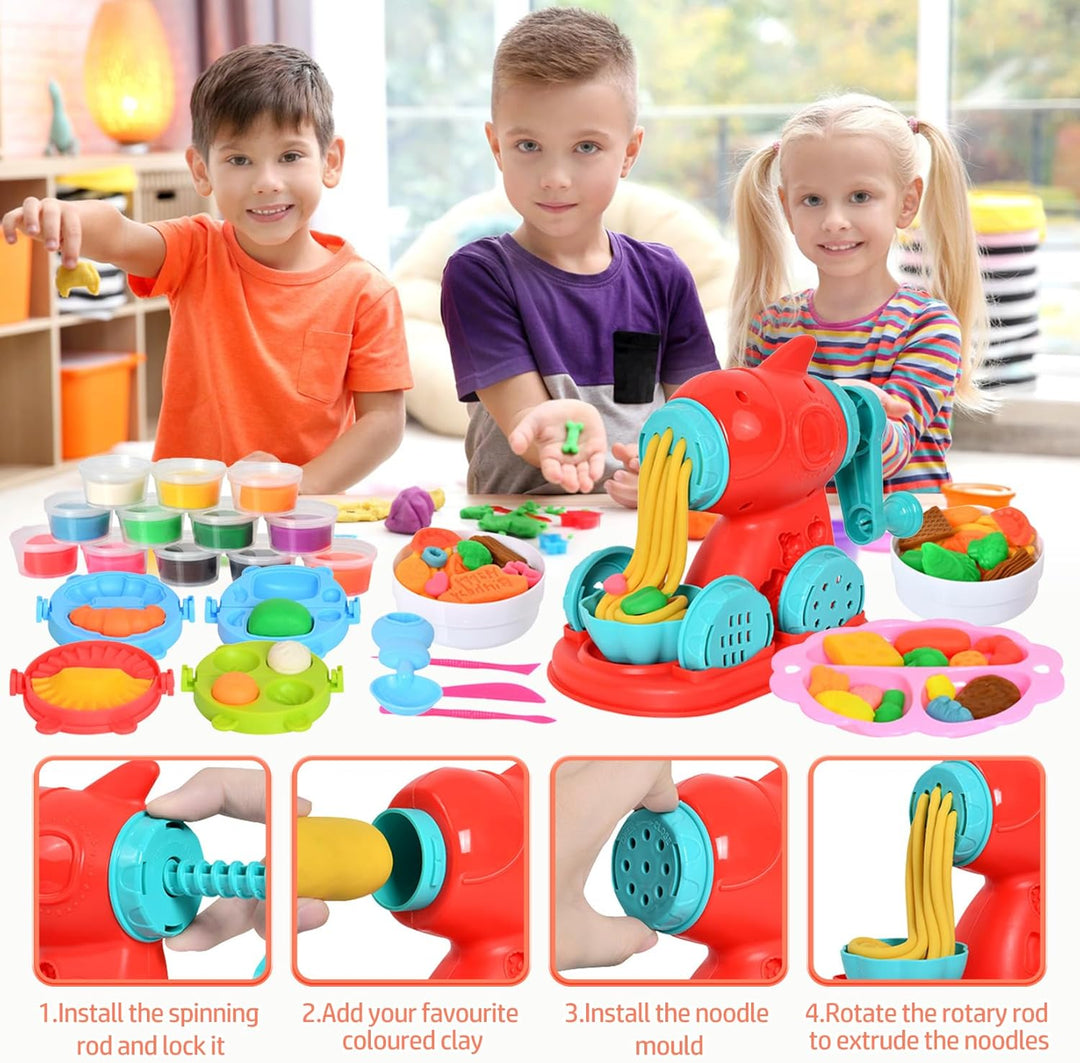 Knete Zubehör Set für Kinder 51 Stück DIY Knete Knetwerkzeug Burgermaschine Nudelmaschine Eismaschin