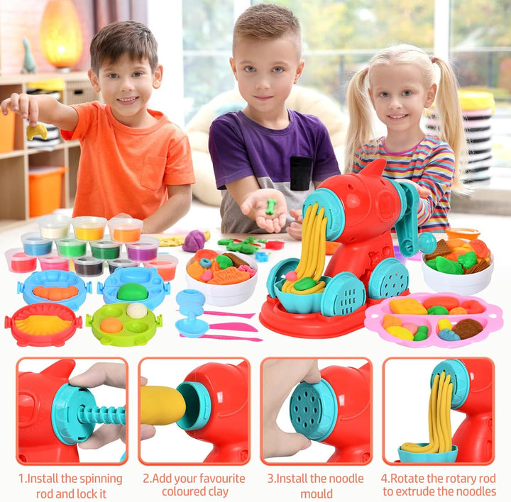 Knete Zubehör Set für Kinder 51 Stück DIY Knete Knetwerkzeug Burgermaschine Nudelmaschine Eismaschin