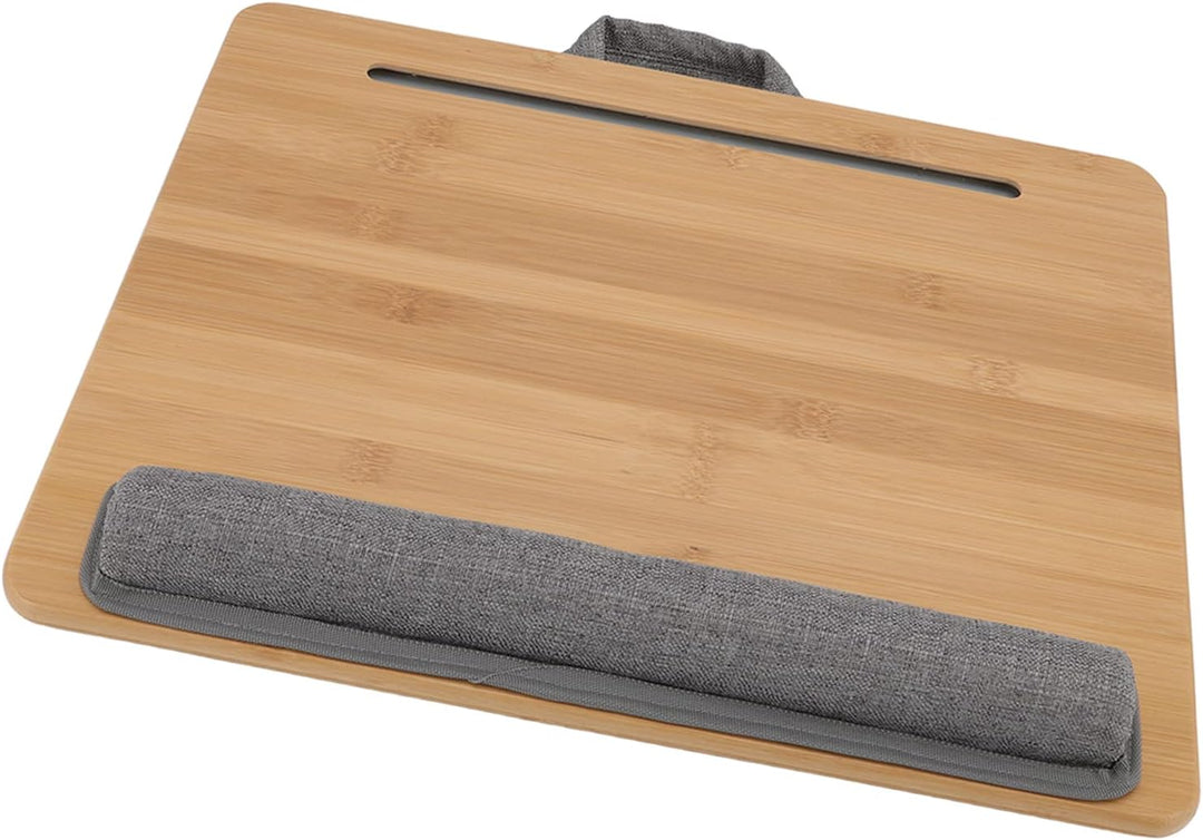 Haofy Laptop Schreibtisch, 42 X 34 cm Bambusplatte mit Kissen und Handgelenkauflage, Schossständer f