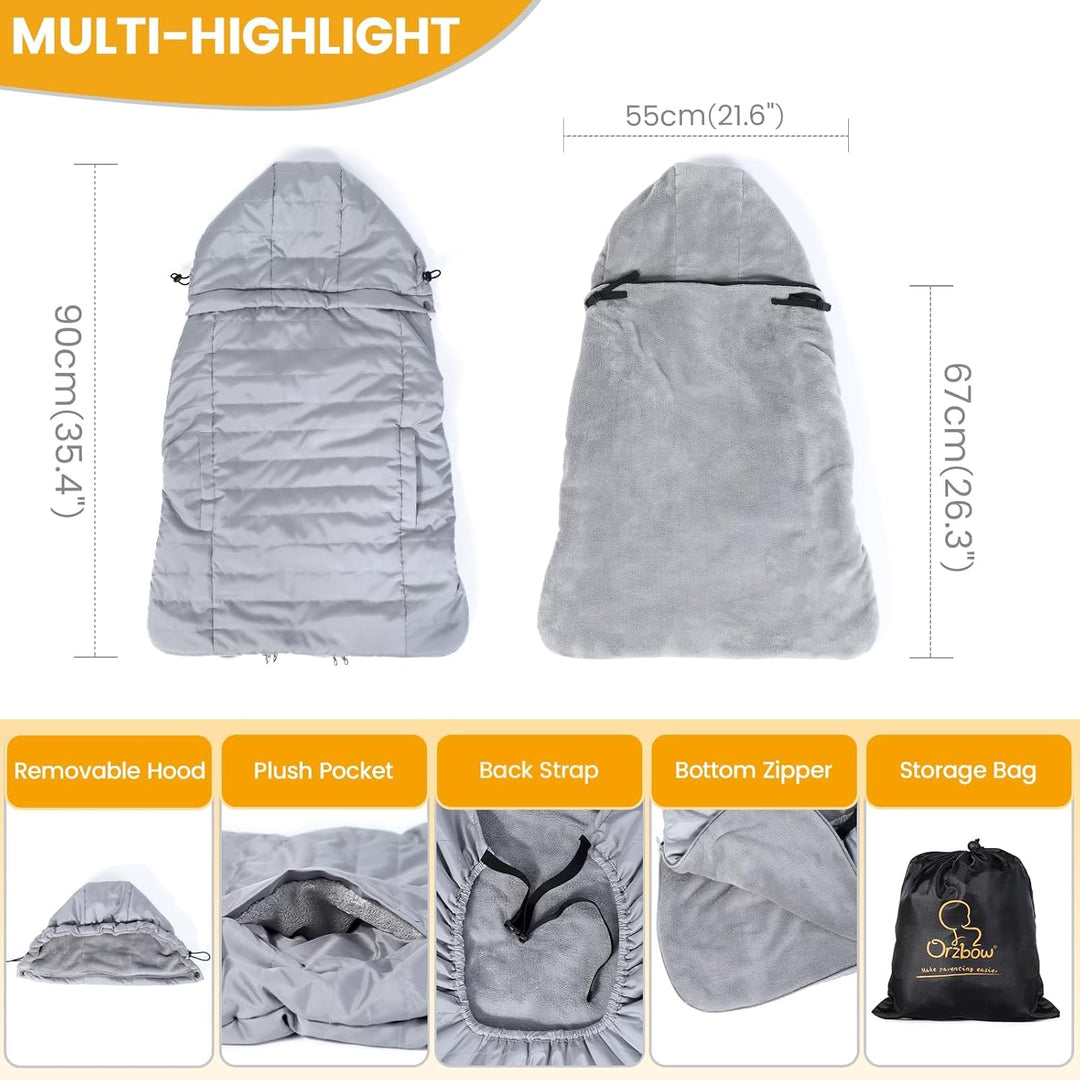 Orzbow Regencover Babytrage,Wasserdicht Babytrage Cover Winter mit Abnehmbare Kapuze mit Kordelzug,K
