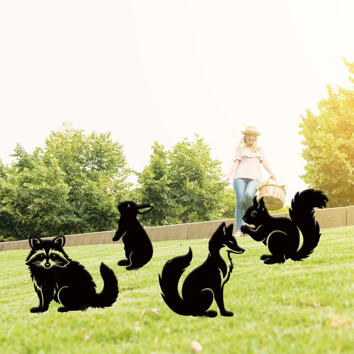 SUPERDANT 4 STK Metall Tiere Gartendekoration Gartenornament Draussen Schwarze Gartenstecker Aussend