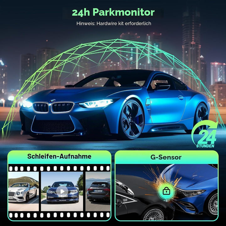 LAMTTO Wireless CarPlay Display mit 4K+1080P Dashcam Vorne Hinten und 6,25 Zoll Bildschirm, Tragbare