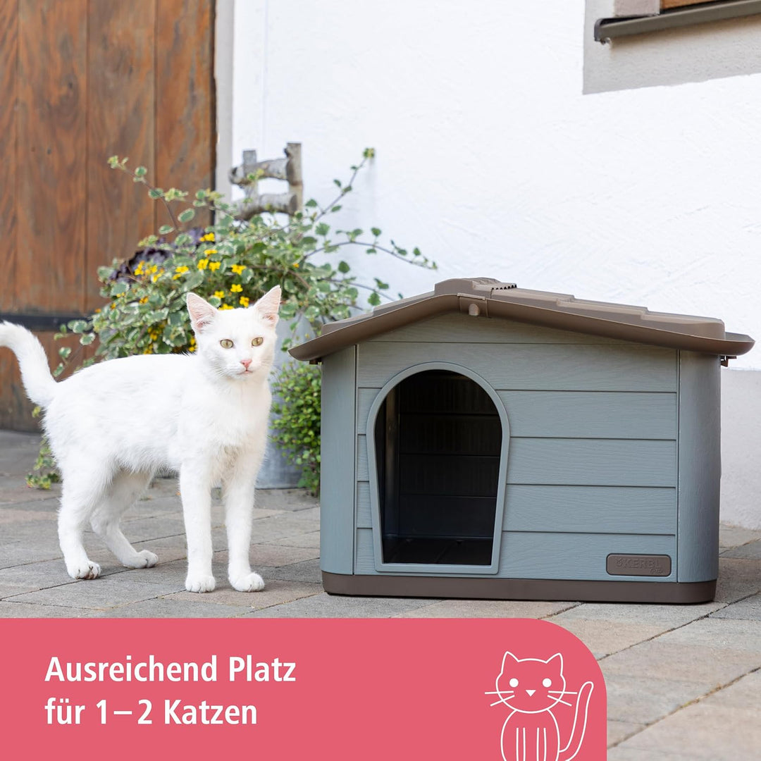 Kerbl Katzenhaus Paola Eco (Katzenhütte UV- und wetterbeständig, Katzenhöhle Indoor und Outdoor, Hau