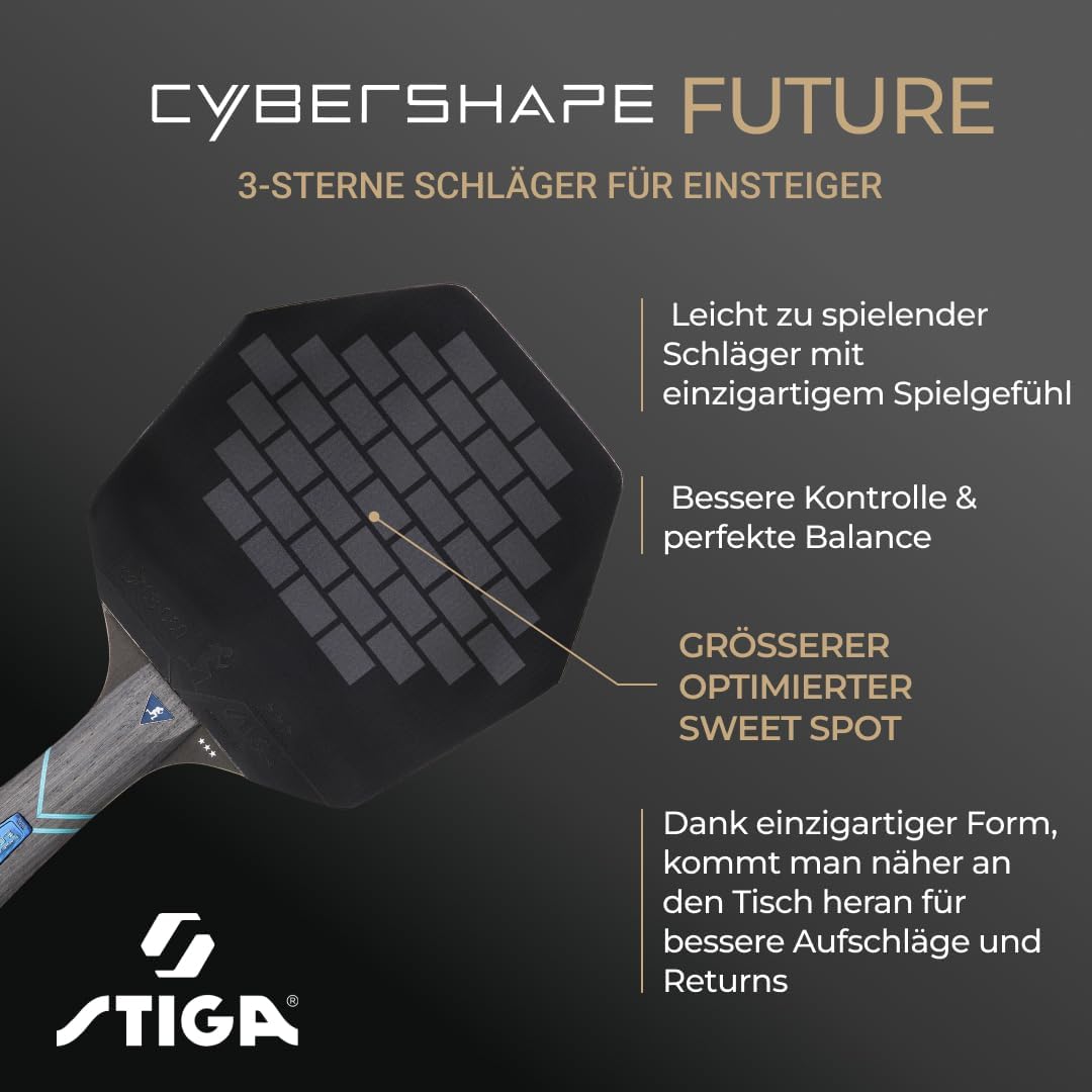 STIGA Tischtennisschläger Cybershape Future, Revolutionärer 3-Sterne-Tischtennisschläger mit Sechsec