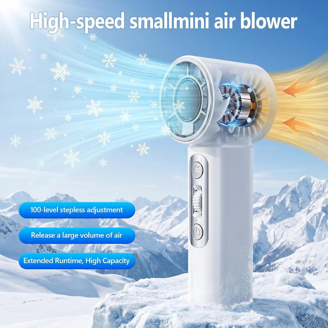 Tragbarer Handventilator 3000mAh Akku Mini Ventilator, USB Handventilator mit 100 Stufen, digitales